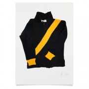 Print | Black with Yellow Sash + Cuffs Vintage Football Jumper | A3